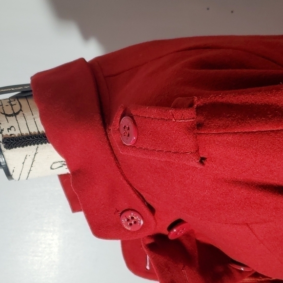 KENSOL- Womens Red Wool/Silk Blend Edgy Chic Jacket Coat New! Sz.Medium - Picture 7 of 14